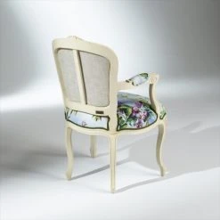 Robin Des Bois Fauteuils Fauteuil Cabriolet Patine Ivoire Et Tissu Lin Fleuri -Fauteuils, poufs et repose-pieds Soldes fauteuil cabriolet patine ivoire et tissu lin fleuri 4
