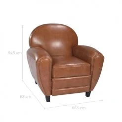 Rendez Vous Déco Fauteuils Fauteuil Camel En Croute De Cuir Enduite -Fauteuils, poufs et repose-pieds Soldes fauteuil camel en croute de cuir enduite 3