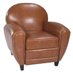 Rendez Vous Déco Fauteuils Fauteuil Camel En Croute De Cuir Enduite -Fauteuils, poufs et repose-pieds Soldes fauteuil camel en croute de cuir enduite 5