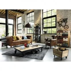 Maisons Du Monde Fauteuils Fauteuil Capitonné à Roulettes En Cuir Marron -Fauteuils, poufs et repose-pieds Soldes fauteuil capitonne a roulettes en cuir marron 1000 8 34 133407 7