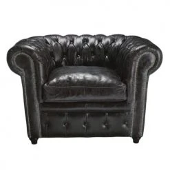 Maisons Du Monde Fauteuils Fauteuil Capitonné En Cuir Noir