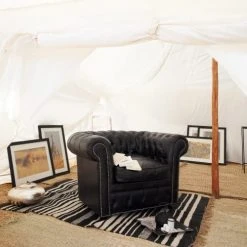 Maisons Du Monde Fauteuils Fauteuil Capitonné En Cuir Noir -Fauteuils, poufs et repose-pieds Soldes fauteuil capitonne en cuir noir 1000 10 26 50140320 2