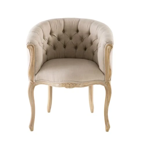 Maisons Du Monde Assises Fauteuil Capitonné En Lin 2 Maisons Du Monde Assises Fauteuil Capitonné En Lin – Image 2