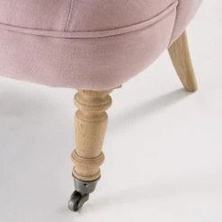 Maisons Du Monde Fauteuils Fauteuil Capitonné En Lin Lavé Rose Poudré -Fauteuils, poufs et repose-pieds Soldes fauteuil capitonne en lin lave rose poudre 1000 15 33 175472 3