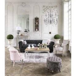 Maisons Du Monde Fauteuils Fauteuil Capitonné En Lin Lavé Rose Poudré -Fauteuils, poufs et repose-pieds Soldes fauteuil capitonne en lin lave rose poudre 1000 15 33 175472 5