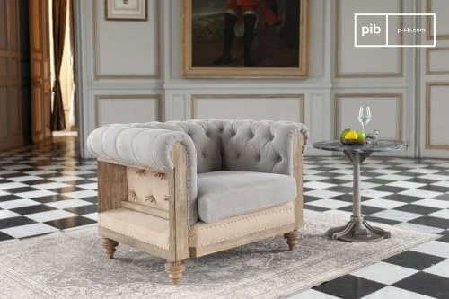 PIB Fauteuils Fauteuil Chesterfield En Lin Gris 2 PIB Fauteuils Fauteuil Chesterfield En Lin Gris – Image 2