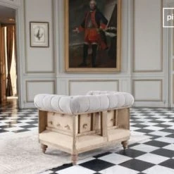 PIB Fauteuils Fauteuil Chesterfield En Lin Gris 9 PIB Fauteuils Fauteuil Chesterfield En Lin Gris -Fauteuils, poufs et repose-pieds Soldes fauteuil chesterfield en lin gris 3