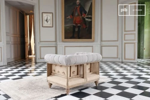 PIB Fauteuils Fauteuil Chesterfield En Lin Gris 4 PIB Fauteuils Fauteuil Chesterfield En Lin Gris – Image 4