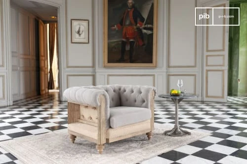 PIB Fauteuils Fauteuil Chesterfield En Lin Gris 5 PIB Fauteuils Fauteuil Chesterfield En Lin Gris – Image 5