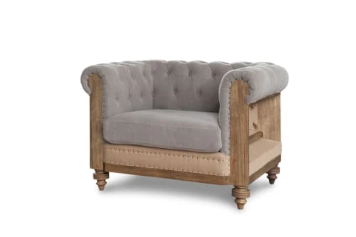 PIB Fauteuils Fauteuil Chesterfield En Lin Gris 1 PIB Fauteuils Fauteuil Chesterfield En Lin Gris