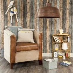 Maisons Du Monde Fauteuils Fauteuil Club En Coton Recyclé Et Cuir Marron -Fauteuils, poufs et repose-pieds Soldes fauteuil club en coton recycle et cuir marron 1000 15 7 129895 5