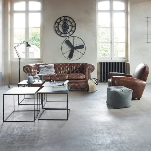 Maisons Du Monde Fauteuils Fauteuil Club En Cuir Marron 3 Maisons Du Monde Fauteuils Fauteuil Club En Cuir Marron – Image 3