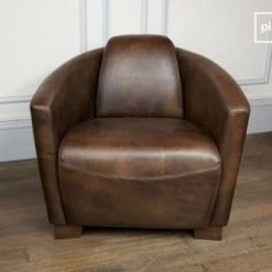 PIB Fauteuils Fauteuil Club En Cuir Marron 9 PIB Fauteuils Fauteuil Club En Cuir Marron -Fauteuils, poufs et repose-pieds Soldes fauteuil club en cuir marron 3
