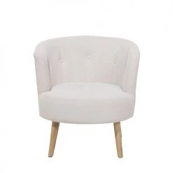Beliani Fauteuils Fauteuil Club En Tissu Blanc Cassé -Fauteuils, poufs et repose-pieds Soldes fauteuil club en tissu blanc casse 2