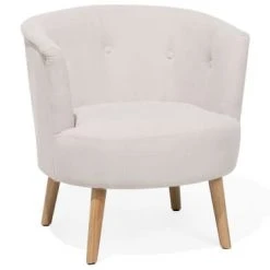 Beliani Fauteuils Fauteuil Club En Tissu Blanc Cassé