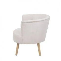 Beliani Fauteuils Fauteuil Club En Tissu Blanc Cassé -Fauteuils, poufs et repose-pieds Soldes fauteuil club en tissu blanc casse 3
