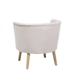 Beliani Fauteuils Fauteuil Club En Tissu Blanc Cassé -Fauteuils, poufs et repose-pieds Soldes fauteuil club en tissu blanc casse 4