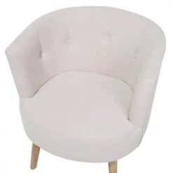 Beliani Fauteuils Fauteuil Club En Tissu Blanc Cassé -Fauteuils, poufs et repose-pieds Soldes fauteuil club en tissu blanc casse 5