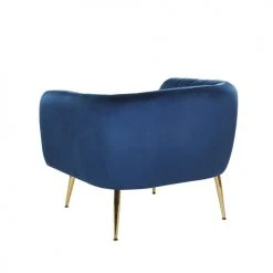 Beliani Fauteuils Fauteuil Club En Velours Bleu -Fauteuils, poufs et repose-pieds Soldes fauteuil club en velours bleu 3