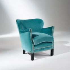 Robin Des Bois Fauteuils Fauteuil Club En Velours Clouté Bleu Arctique -Fauteuils, poufs et repose-pieds Soldes fauteuil club en velours cloute bleu arctique 2