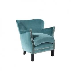 Robin Des Bois Fauteuils Fauteuil Club En Velours Clouté Bleu Arctique