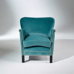 Robin Des Bois Fauteuils Fauteuil Club En Velours Clouté Bleu Arctique -Fauteuils, poufs et repose-pieds Soldes fauteuil club en velours cloute bleu arctique 3