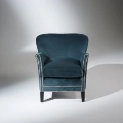 Robin Des Bois Fauteuils Fauteuil Club En Velours Clouté Bleu Paon -Fauteuils, poufs et repose-pieds Soldes fauteuil club en velours cloute bleu paon 3