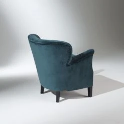 Robin Des Bois Fauteuils Fauteuil Club En Velours Clouté Bleu Paon -Fauteuils, poufs et repose-pieds Soldes fauteuil club en velours cloute bleu paon 5