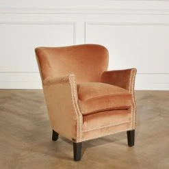 Robin Des Bois Fauteuils Fauteuil Club En Velours Clouté Caramel -Fauteuils, poufs et repose-pieds Soldes fauteuil club en velours cloute caramel 2