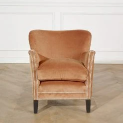 Robin Des Bois Fauteuils Fauteuil Club En Velours Clouté Caramel -Fauteuils, poufs et repose-pieds Soldes fauteuil club en velours cloute caramel 3