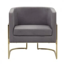 Beliani Fauteuils Fauteuil Club En Velours Gris -Fauteuils, poufs et repose-pieds Soldes fauteuil club en velours gris 3