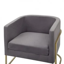 Beliani Fauteuils Fauteuil Club En Velours Gris -Fauteuils, poufs et repose-pieds Soldes fauteuil club en velours gris 5