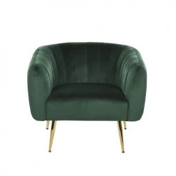 Beliani Fauteuils Fauteuil Club En Velours Vert -Fauteuils, poufs et repose-pieds Soldes fauteuil club en velours vert 2