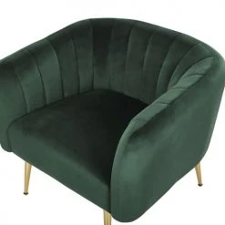 Beliani Fauteuils Fauteuil Club En Velours Vert -Fauteuils, poufs et repose-pieds Soldes fauteuil club en velours vert 4