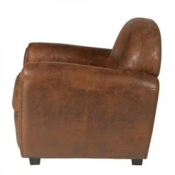 Grenier Alpin Fauteuils Fauteuil Club Vintage Microfibre Marron -Fauteuils, poufs et repose-pieds Soldes fauteuil club vintage microfibre marron 2