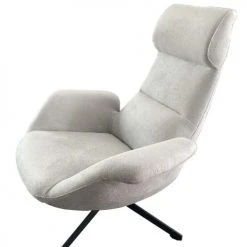 Mathi Design Fauteuils Fauteuil Confortable En Tissu Gris Clair
