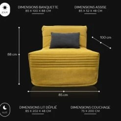 DIVA SALON Fauteuils Fauteuil Convertible 1 Place En Tissu Jaune Moutarde 10 DIVA SALON Fauteuils Fauteuil Convertible 1 Place En Tissu Jaune Moutarde -Fauteuils, poufs et repose-pieds Soldes fauteuil convertible 1 place en tissu jaune moutarde 4