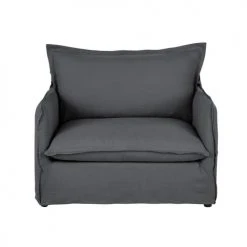 Maisons Du Monde Fauteuils Fauteuil Convertible En Lin Froissé Gris Anthracite