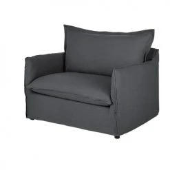 Maisons Du Monde Fauteuils Fauteuil Convertible En Lin Froissé Gris Anthracite -Fauteuils, poufs et repose-pieds Soldes fauteuil convertible en lin froisse gris anthracite 1000 12 24 201088 3