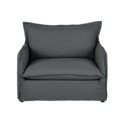 Maisons Du Monde Fauteuils Fauteuil Convertible En Lin Froissé Blanc -Fauteuils, poufs et repose-pieds Soldes fauteuil convertible en lin froisse gris anthracite barcelone 1000 12 24 201088 1