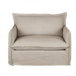 Fauteuils, poufs et repose-pieds Soldes 39 Maisons Du Monde Fauteuils Fauteuil Convertible En Lin Supérieur Beige
