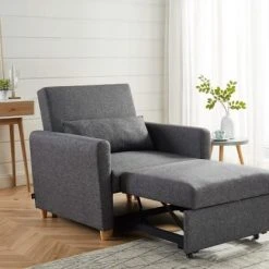 Baita Fauteuils Fauteuil Convertible En Tissu 1 Place Gris 6 Baita Fauteuils Fauteuil Convertible En Tissu 1 Place Gris -Fauteuils, poufs et repose-pieds Soldes fauteuil convertible en tissu 1 place gris 2