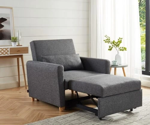 Baita Fauteuils Fauteuil Convertible En Tissu 1 Place Gris 3 Baita Fauteuils Fauteuil Convertible En Tissu 1 Place Gris – Image 3