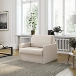 Usinestreet Fauteuils Fauteuil Convertible Express En Tissu Beige - Couchage 70x190 -Fauteuils, poufs et repose-pieds Soldes fauteuil convertible express en tissu beige couchage 70x190 3