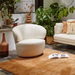 Oviala Fauteuils Fauteuil Cosy En Bouclette Blanc -Fauteuils, poufs et repose-pieds Soldes fauteuil cosy en bouclette blanc 2