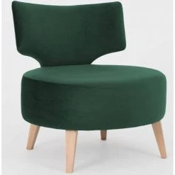 Custom Form Fauteuils Fauteuil Cosy Rembourré Tissu Couleur Vert Pieds Bois Clair -Fauteuils, poufs et repose-pieds Soldes fauteuil cosy rembourre tissu couleur vert pieds bois clair 3