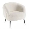 MACABANE Fauteuils Fauteuil Cosy Tissu Bouclette Blanc Pieds Métal Noir