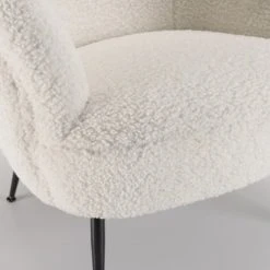 MACABANE Fauteuils Fauteuil Cosy Tissu Bouclette Blanc Pieds Métal Noir -Fauteuils, poufs et repose-pieds Soldes fauteuil cosy tissu bouclette blanc pieds metal noir 4
