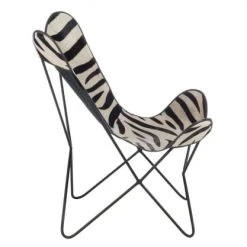 Meubles & Design Fauteuils Fauteuil Cuir Papillon Motifs Zébrés -Fauteuils, poufs et repose-pieds Soldes fauteuil cuir papillon motifs zebres 2