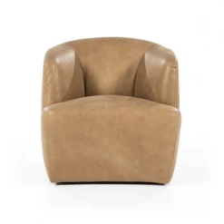 Meubles & Design Fauteuils Fauteuil Cuir Rond Design Beige -Fauteuils, poufs et repose-pieds Soldes fauteuil cuir rond design beige 3
